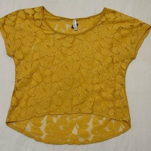 M Xhilaration Sheer Yellow Floral Top